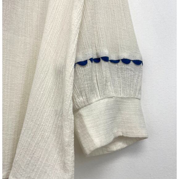 Antik Batik Floral Hand-Embroidered Ruffle Collar Clotilda Crepe Blouse - Small - Picture 12 of 14